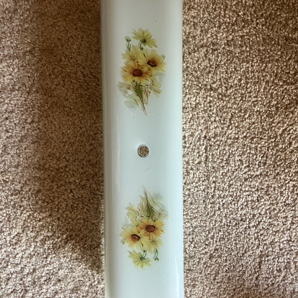 White Floral Glass Light Shade with Yellow Daisies